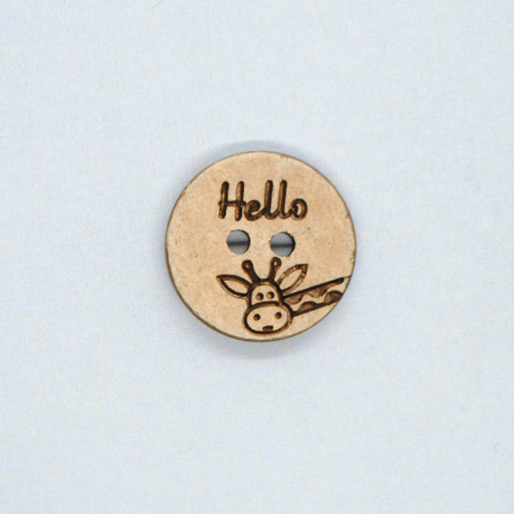 Knap kokos m/giraf hello [15mm]