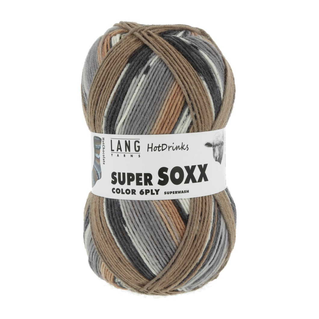 Lang Yarns Super Soxx 6 ply grå/brun/sort [0376]