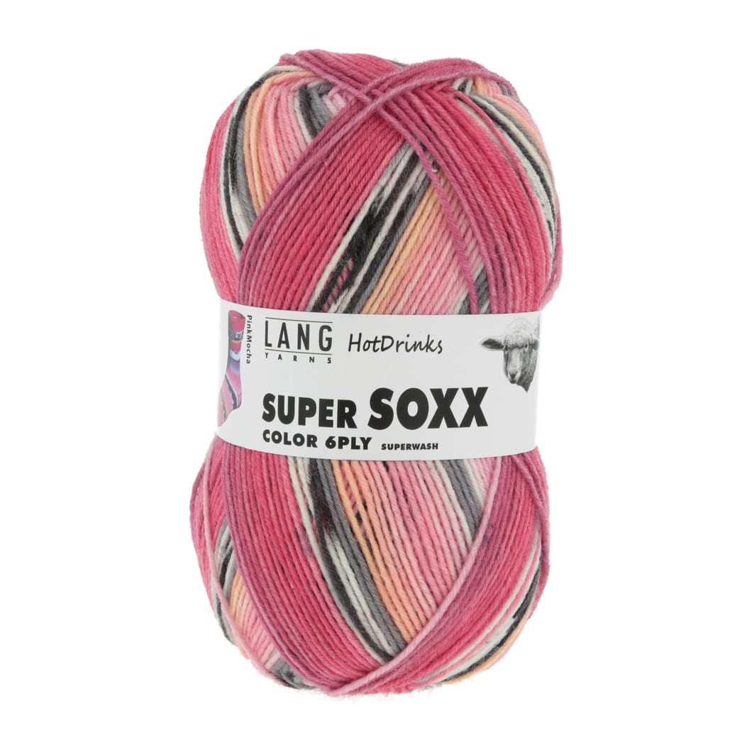 Lang Yarns Super Soxx 6 ply pink/lilla/råhvid [0379]